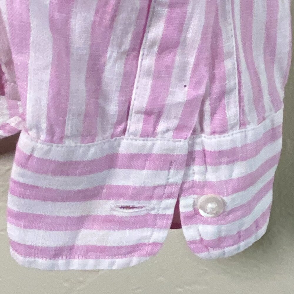 Frank & Eileen Barry Pink & White Striped Button-Down Shirt | Size Small - Picture 7 of 9
